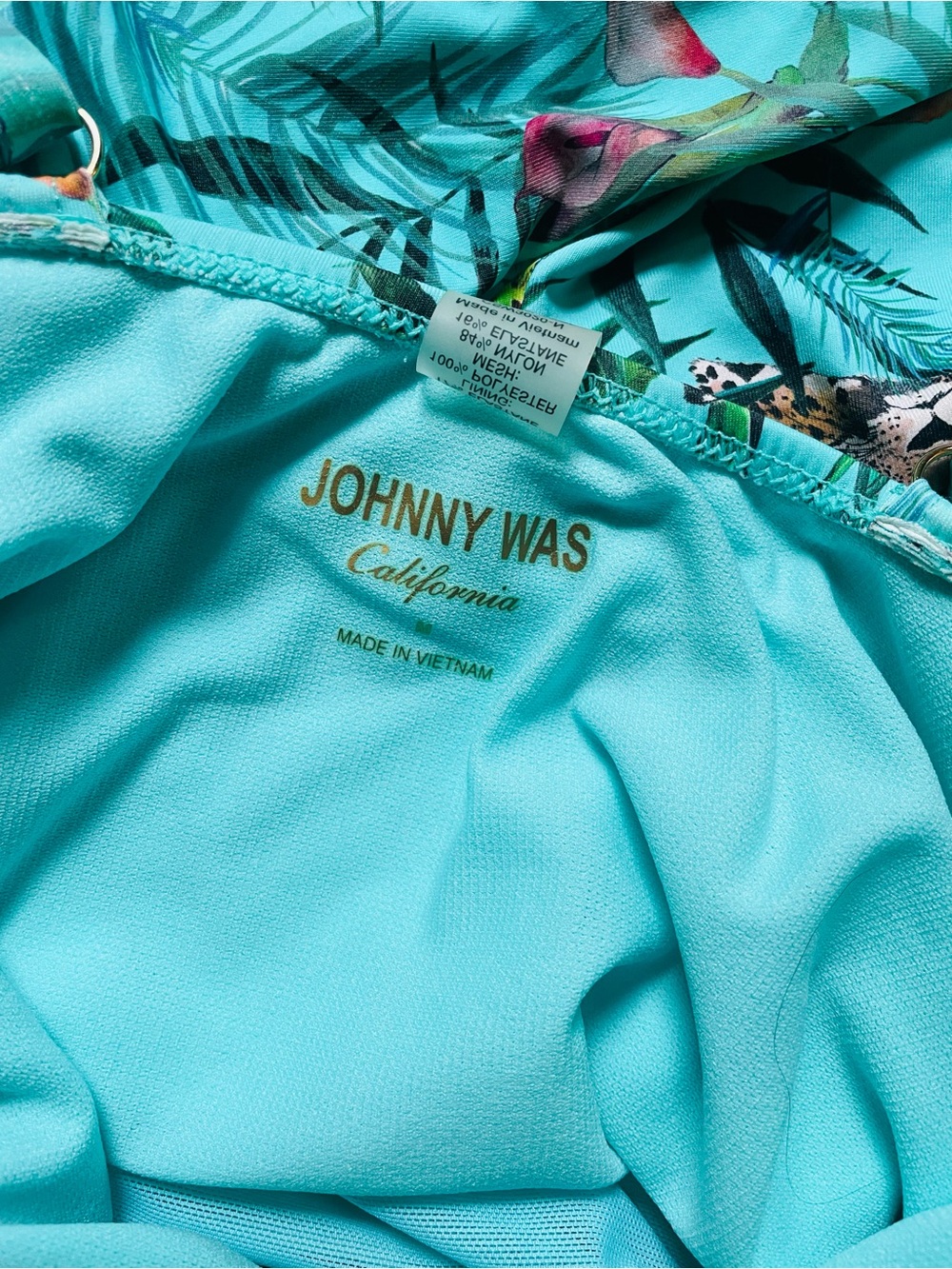 Johnny Was Turquoise Tropical Floral Swimdress - Picture 3 of 3